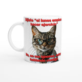 Taza Blanca con Impresión de Gato "Promesa de Ejercicio" Michilandia | La tienda online de los fans de gatos