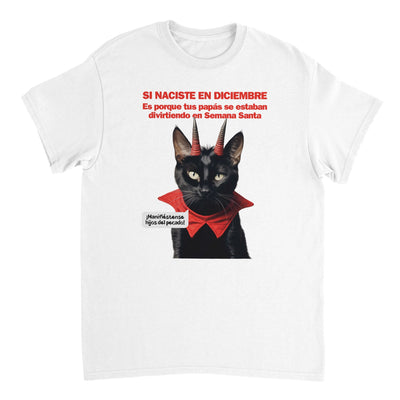 Camiseta Unisex Estampado de Gato "Semana no muy Santa" Michilandia | La tienda online de los fans de gatos