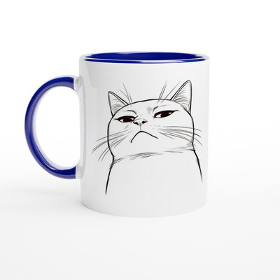 Taza Bicolor con Impresión de Gato "Mirada Desafiante" Michilandia