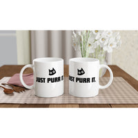 Taza Blanca con Impresión de Gato "Just Purr It." Michilandia | La tienda online de los fans de gatos