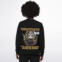 Sudadera Deportiva unisex estampado de gato "El Samurai del Atún" Subliminator