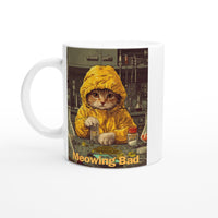 Taza Blanca con Impresión de Gato "Hierbas de Heisenberg" Michilandia | La tienda online de los fans de gatos