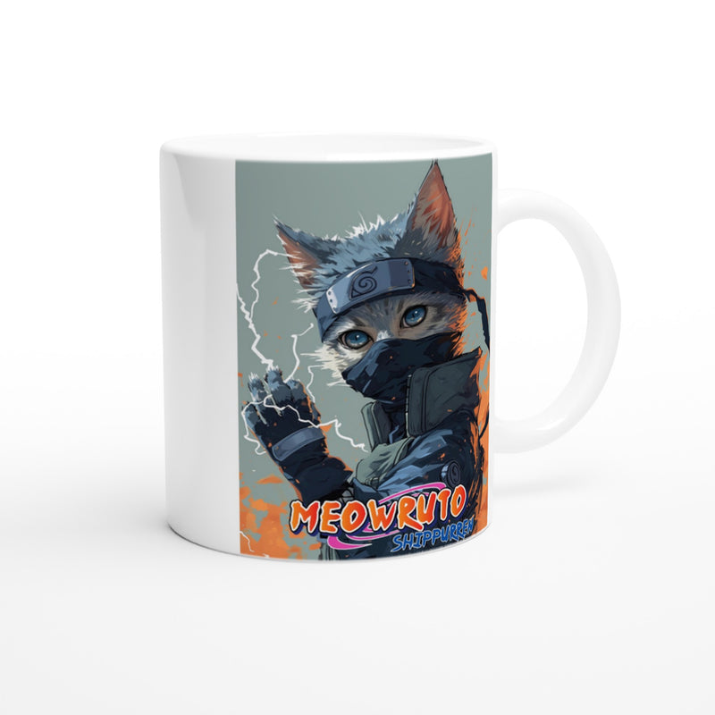 Taza Blanca con Impresión de Gato "Chidori Felino" Michilandia | La tienda online de los fans de gatos