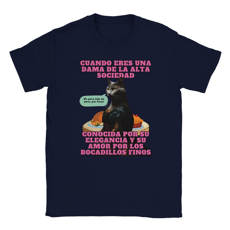 Camiseta unisex estampado de gato "Dama Felina" Michilandia | La tienda online de los fans de gatos