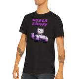 Camiseta unisex estampado de gato "Fast & Fluffy"