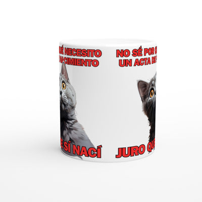 Taza Blanca con Impresión de Gato "Sorpresa Burocrática" Michilandia | La tienda online de los fans de gatos