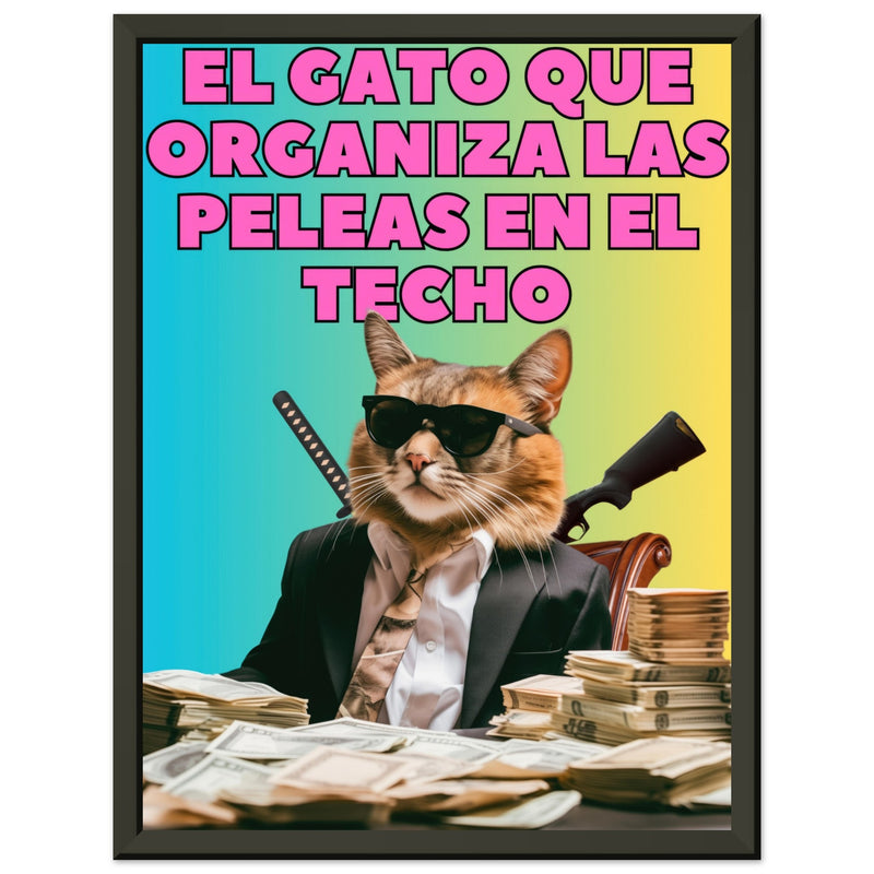 Póster Semibrillante de Gato con Marco Metal "Don Miau" Michilandia | La tienda online de los fans de gatos