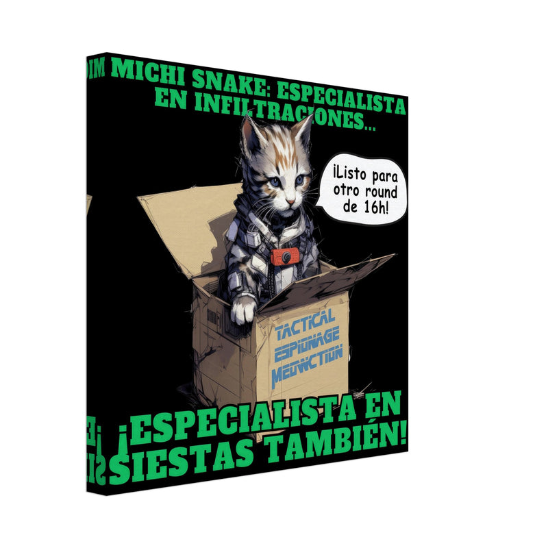 Lienzo de Gato "Misión de Michi Snake" Michilandia | La tienda online de los amantes de gatos