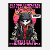 Póster Semibrillante de Gato con Marco Metal "GTA: Gato Theft Auto" Michilandia | La tienda online de los amantes de gatos