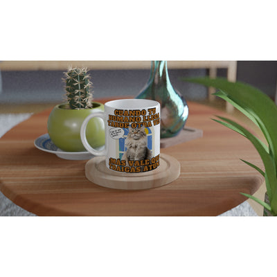 Taza blanca con impresión de gato "Hora del Atún" Michilandia | La tienda online de los amantes de gatos