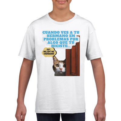 Camiseta júnior unisex estampado de gato 