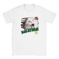 Camiseta Junior Unisex Estampado de Gato "Grito Meme" Blanco