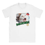 Camiseta Junior Unisex Estampado de Gato "Grito Meme" Blanco