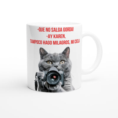 Taza Blanca con Impresión de Gato "Fotógrafo Miau" Michilandia