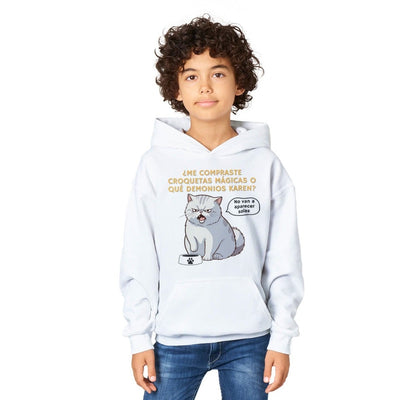 Sudadera con capucha júnior estampado de gato 