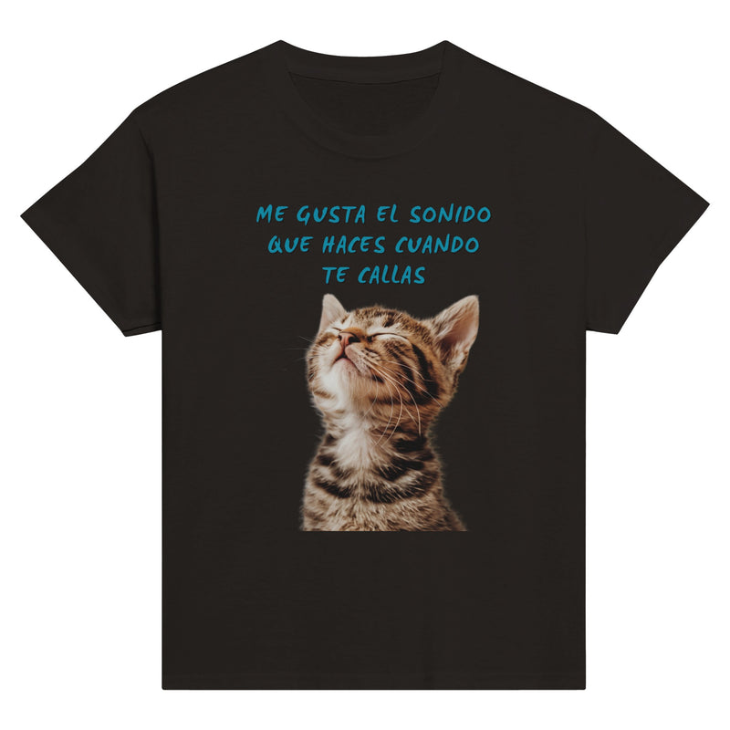 Camiseta Junior Unisex Estampado de Gato "Silencio Melódico" Michilandia | La tienda online de los fans de gatos