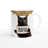 Taza Blanca con Impresión de Gato "No Gracias" Michilandia | La tienda online de los fans de gatos