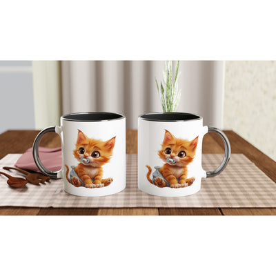 Taza Bicolor con Impresión de Gato 