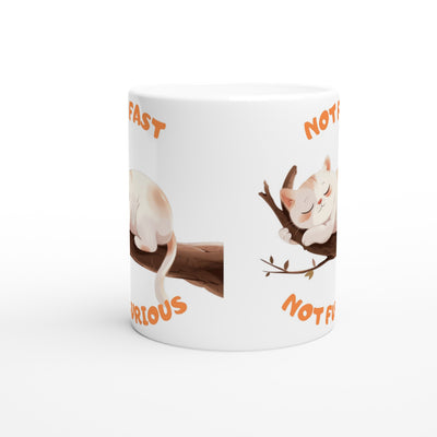 Taza Blanca con Impresión de Gato "Not Fast Not Furious" Michilandia | La tienda online de los fans de gatos