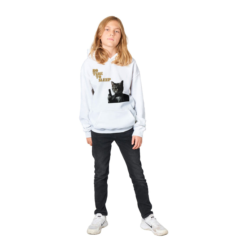 Sudadera con capucha júnior estampado de gato "Bond, James Miau" Michilandia | La tienda online de los fans de gatos