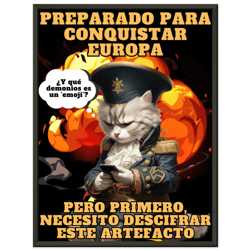 Póster Semibrillante de Gato con Marco Metal "De Batallas a Emojis" Michilandia | La tienda online de los fans de gatos