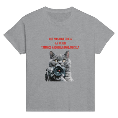 Camiseta Junior Unisex Estampado de Gato "Fotógrafo Miau" Michilandia