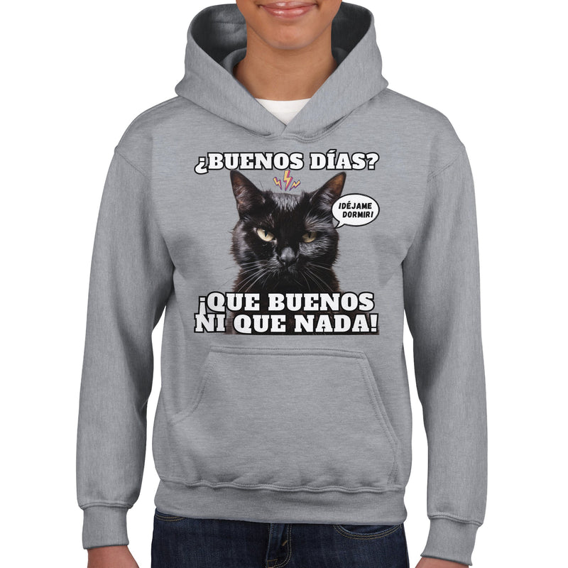 Sudadera con capucha júnior estampado de gato "Amanecer Hostil" Michilandia | La tienda online de los amantes de gatos