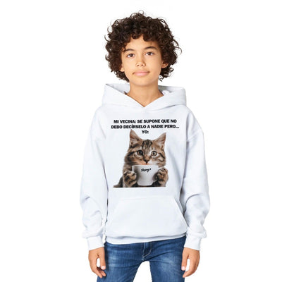 Sudadera con capucha júnior estampado de gato 