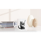 Taza Blanca con Impresión de Gato "Rocker Miau" Michilandia | La tienda online de los fans de gatos