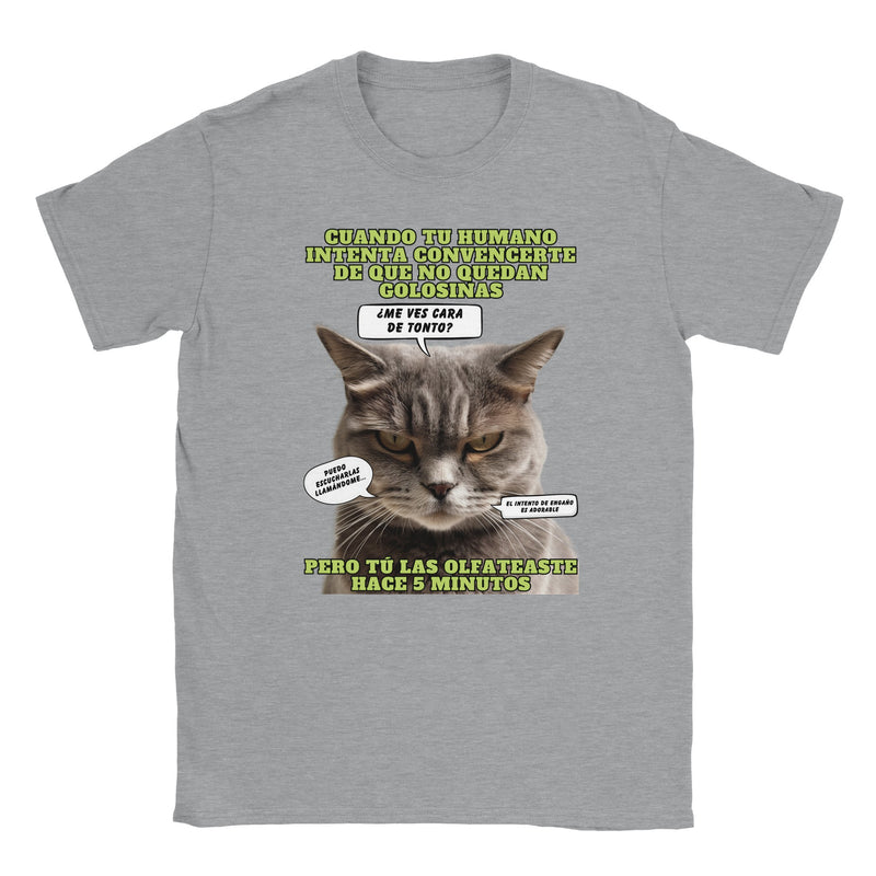 Camiseta unisex estampado de gato "El Detector de Golosinas" Michilandia | La tienda online de los amantes de gatos