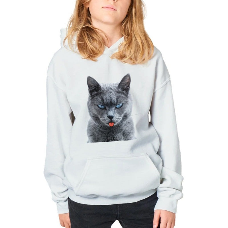 Sudadera con capucha júnior estampado de gato "Burla Felina" Michilandia