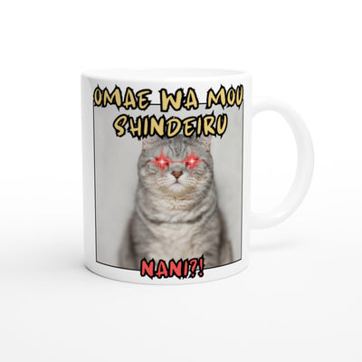 Taza blanca con impresión de gato "Omae wa mou shindeiru" Michilandia | La tienda online de los amantes de gatos