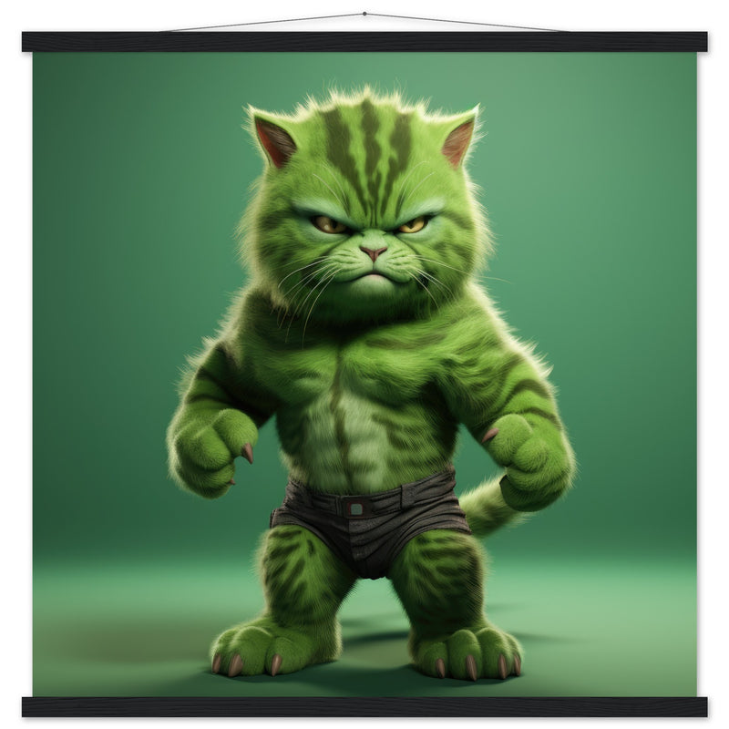 Póster semibrillante de gato con colgador "Michi Hulk" Gelato