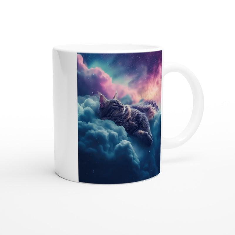 Taza Blanca con Impresión de Gato "Aurora Felina" Michilandia | La tienda online de los fans de gatos