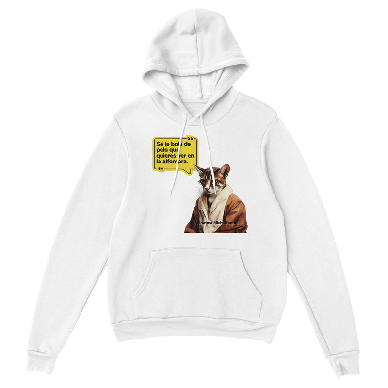 Sudadera con Capucha Unisex Estampado de Gato "Mahatma Michi Gandhi" Michilandia | La tienda online de los amantes de gatos