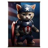 Póster semibrillante de gato con colgador "El Capitán Michi"