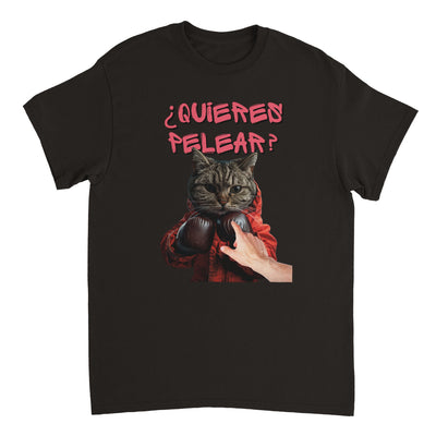 Camiseta Unisex Estampado de Gato "¿quieres pelear?" Michilandia | La tienda online de los fans de gatos