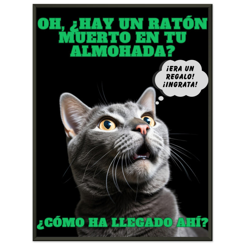 Póster Semibrillante de Gato con Marco Metal 