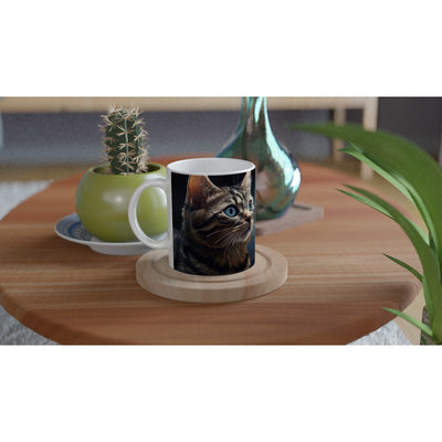 Taza blanca con impresión de gato "Majestuosidad Atigrada" Gelato