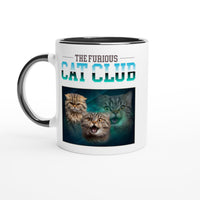 Taza Bicolor con Impresión de Gato "El Club de los Gatos Furiosos" Michilandia