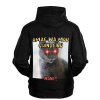 Sudadera deportiva con capucha unisex estampado de gato "Nani?!"