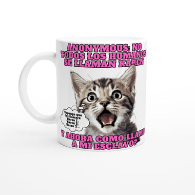 Taza Blanca con Impresión de Gato 