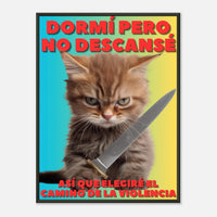 Póster Semibrillante de Gato con Marco Metal "Amanecer Agresivo" Michilandia | La tienda online de los fans de gatos