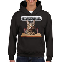 Sudadera con capucha júnior estampado de gato "Confesión Incomoda" Michilandia | La tienda online de los fans de gatos