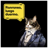 Panel de aluminio impresión de gato "René Michi Descartes" Michilandia | La tienda online de los amantes de gatos