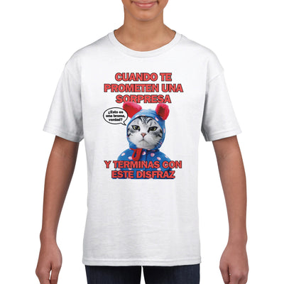 Camiseta Junior Unisex Estampado de Gato 