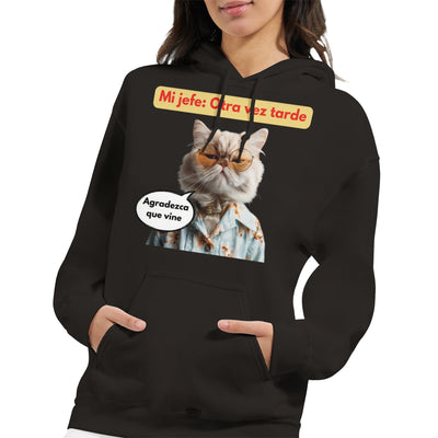 Sudadera con Capucha Unisex Estampado de Gato "Agradecido Miau" Michilandia