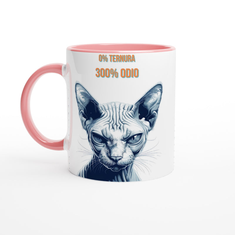 Taza Bicolor con Impresión de Gato "Sphynx Implacable" Michilandia