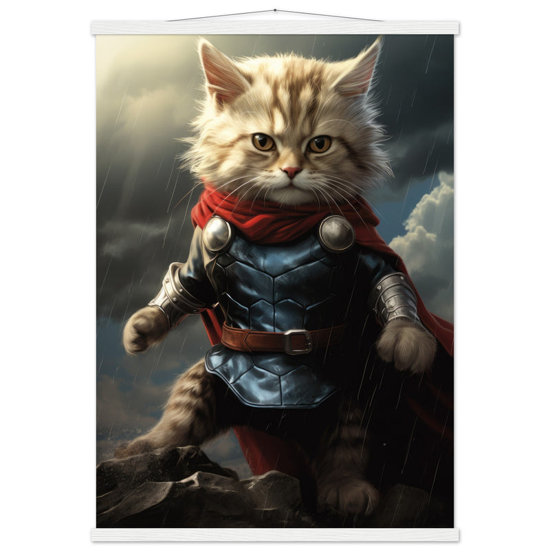 Póster semibrillante de gato con colgador "Thor Felino" Gelato