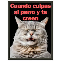Póster Semibrillante de Gato con Marco Metal "Risa Culpable" Michilandia | La tienda online de los fans de gatos